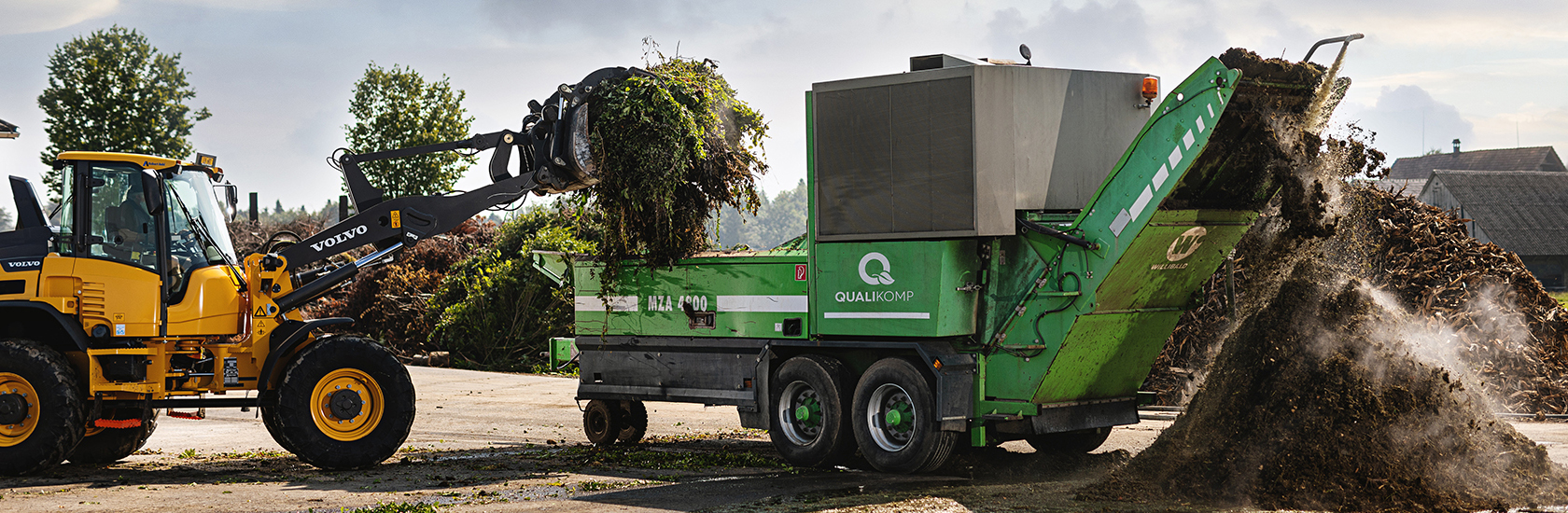 Siebanlage für die Herstellung von Kompost bei der Firma Qualikomp AG in Emmen